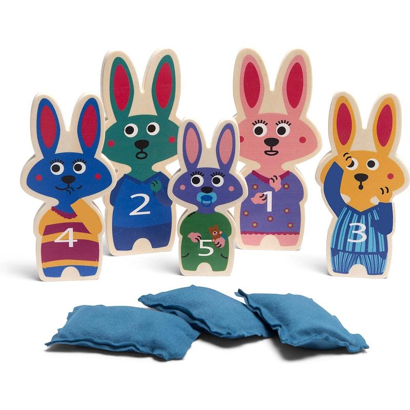 Foto van Bs toys balwerpen bunnies 12-16 cm hout 8-delig