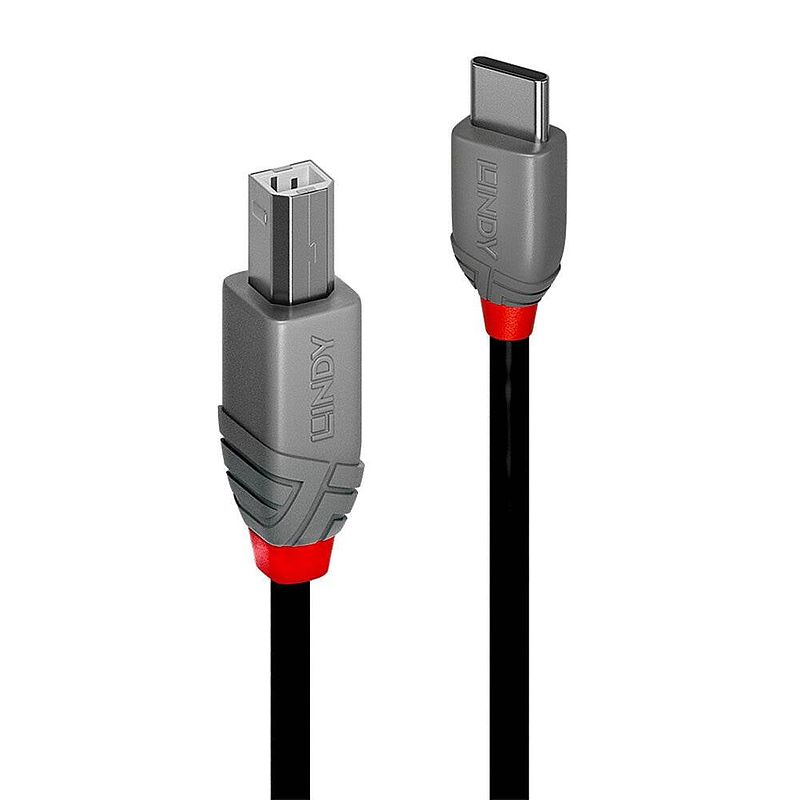 Foto van Lindy usb-kabel usb 2.0 usb-c stekker, usb-b stekker 0.5 m zwart 36940