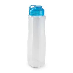 Foto van Kunststof waterfles 1000 ml transparant met dop blauw - drinkflessen