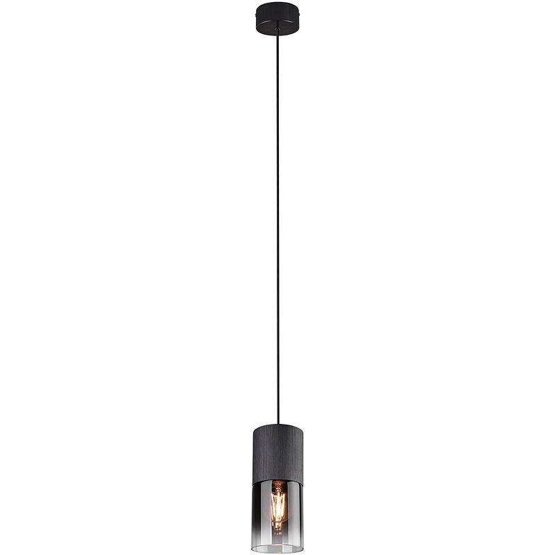 Foto van Led hanglamp - trion borin - e27 fitting - rond - mat zwart - aluminium