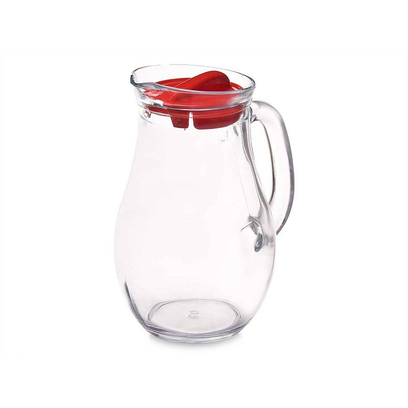 Foto van Kruik bistro rood transparant glas plastic 1 l