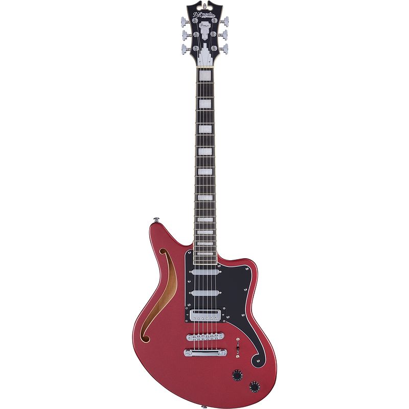 Foto van D'sangelico premier bedford sh oxblood semi-akoestische gitaar met gigbag