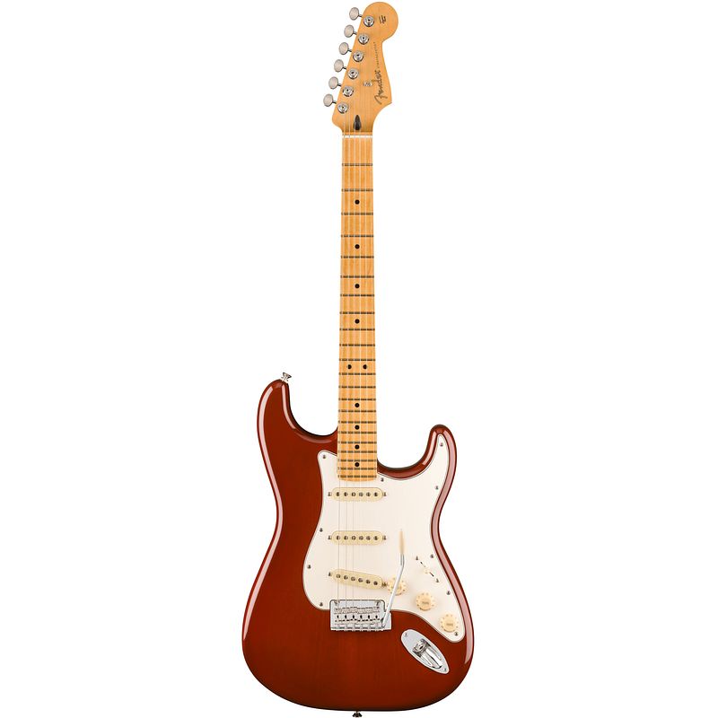 Foto van Fender player ii stratocaster chambered mahogany mn transparent mocha burst elektrische gitaar