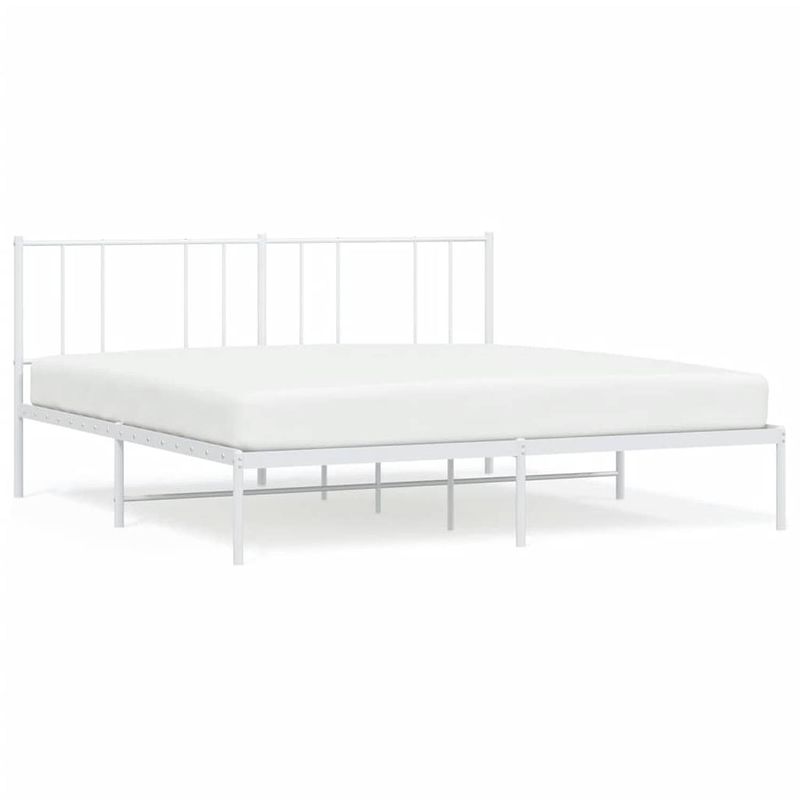 Foto van Vidaxl bedframe met hoofdbord metaal wit 183x213 cm