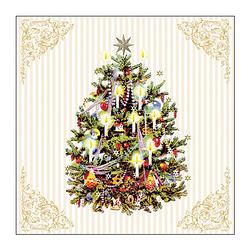 Foto van Ambiente kerst thema servetten - 40x st - 33 x 33 cm - creme wit - kerstboom - feestservetten