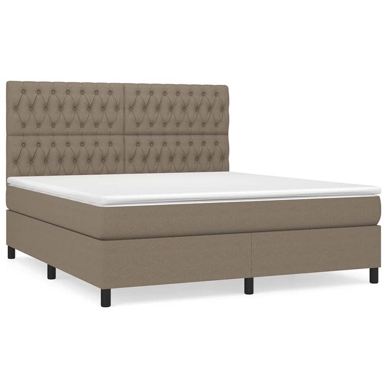 Foto van Vidaxl boxspring met matras stof taupe 180x200 cm