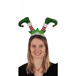 Foto van Kerst haarband/diadeem elfen beentjes groen - verkleedattributen