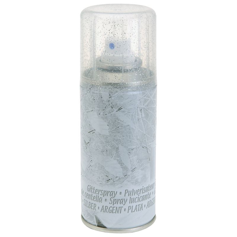 Foto van Glitterspray zilver 150 ml