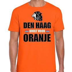 Foto van Oranje ek/ wk fan shirt / kleding den haag brult voor oranje voor heren s - feestshirts