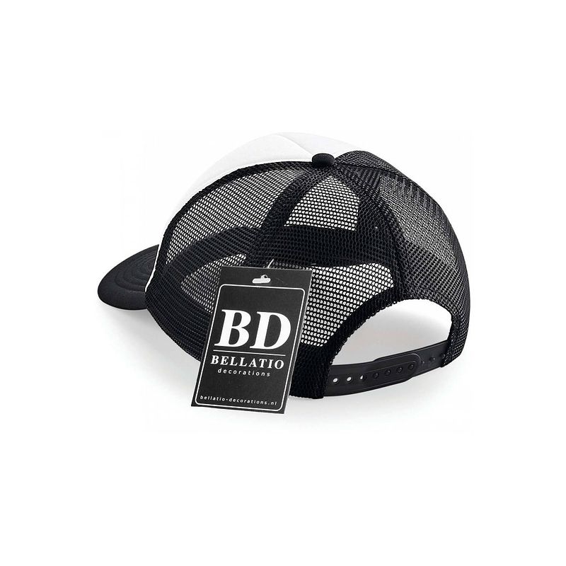 Foto van Zwart/ wit boss snapback cap/ truckers pet heren - verkleedhoofddeksels