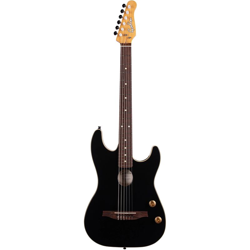 Foto van Godin g-tour nylon matte black eq elektrisch-akoestische klassieke gitaar met gigbag