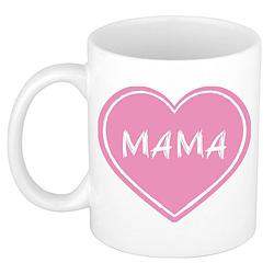 Foto van Bellatio decorations liefste mama verjaardag cadeau mok - roze hartje - 300 ml - moederdag - feest mokken