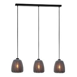 Foto van Eglo barlaston hanglamp - e27 - 88 cm - zwart/grijs - textiel