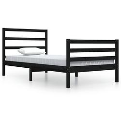 Foto van The living store bedframe massief grenenhout zwart 100x200 cm - bed