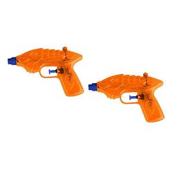 Foto van 2x waterpistool/waterpistolen oranje 16,5 cm - waterpistolen