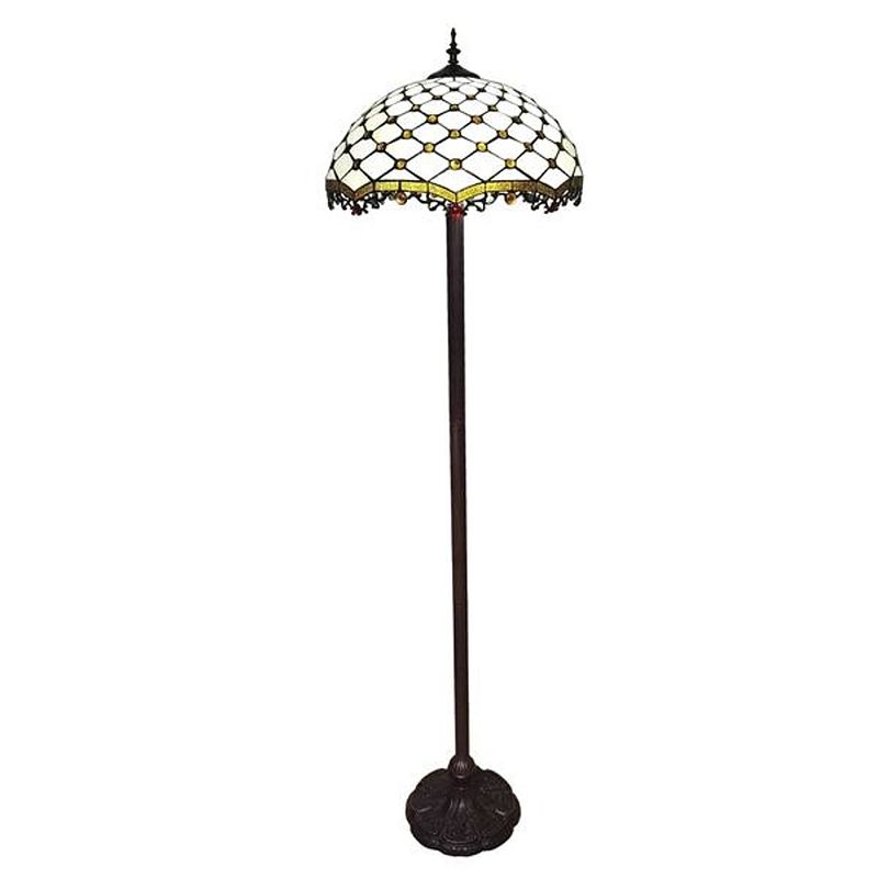 Foto van Clayre & eef cremekleurige vloerlamp tiffany ø 45*166 cm e27/max 2*60w 5ll-6113