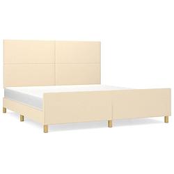 Foto van The living store bedframe luxe - stof - 203 x 166 x 118/128 cm - crème