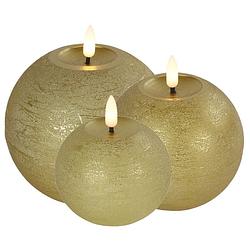 Foto van Led bolkaarsen/kaarsen - set van 3x st - goud - warm wit licht - led kaarsen