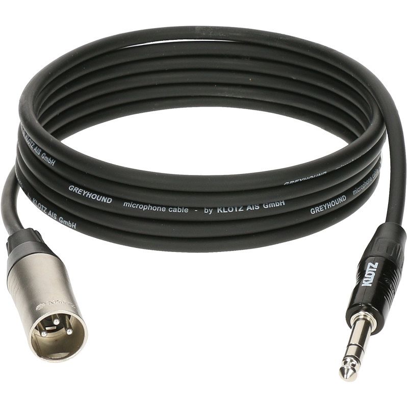 Foto van Klotz grg1mp03.0 greyhound audiokabel 3p male xlr - 3p 6.35mm jack 3m