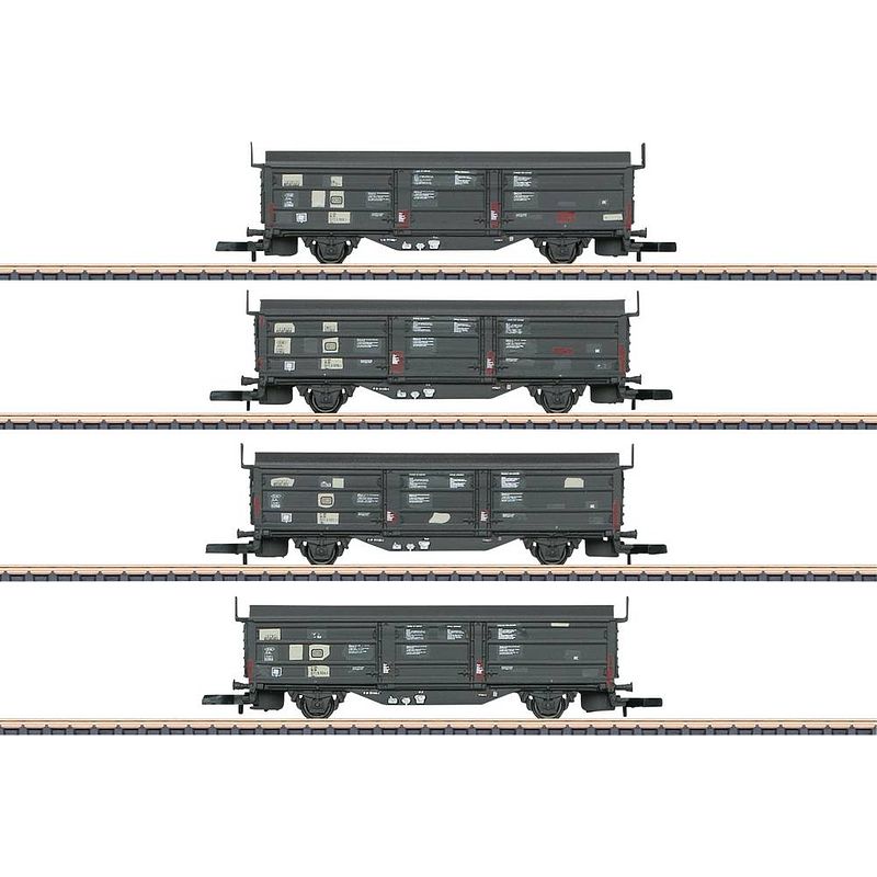 Foto van Märklin 082155 z set van 4 schuifdak- en schuifwandwagens tbis 871 van de db