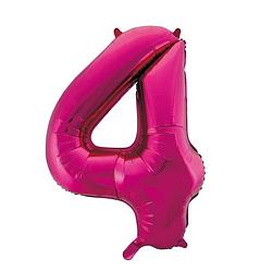 Foto van Cijfer 4 folie ballon roze van 86 cm - ballonnen