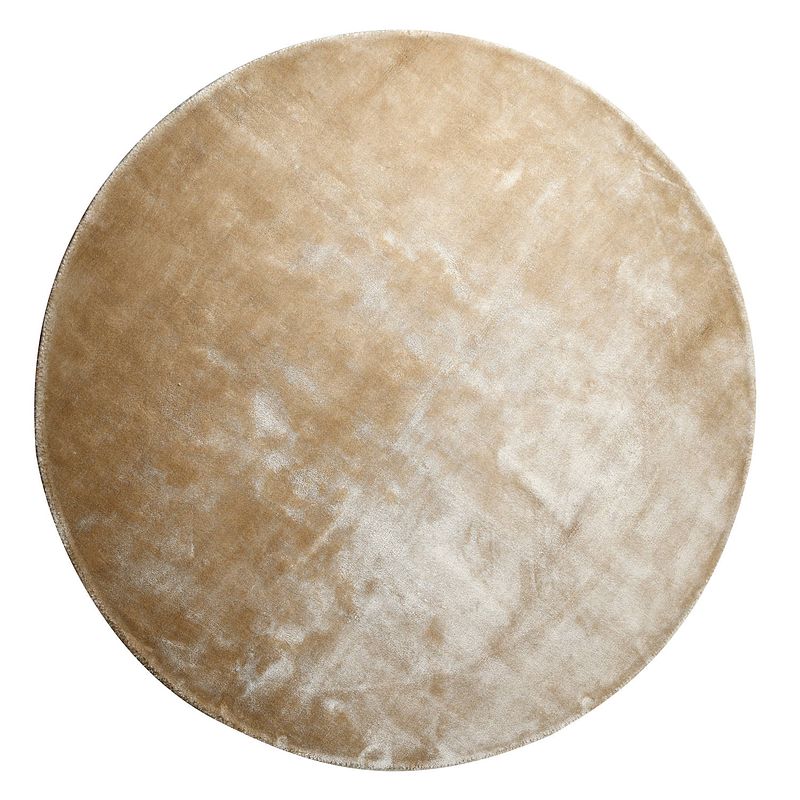 Foto van Ptmd flavia taupe viscose handwoven carpet round l