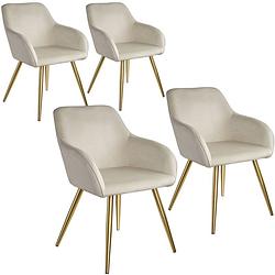 Foto van Tectake - set van 4 stoelen marilyn fluweellook - creme/goud - 404902