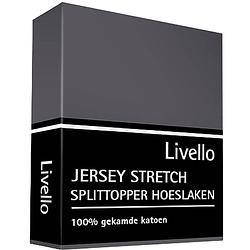 Foto van Livello hoeslaken splittopper jersey donkergrijs 140 x 200/ 210 cm