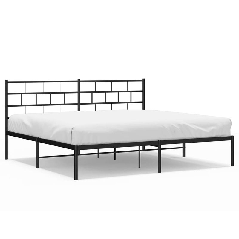 Foto van Vidaxl bedframe met hoofdbord metaal zwart 183x213 cm