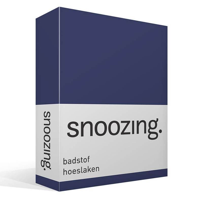 Foto van Snoozing badstof hoeslaken - 80% katoen - 20% polyester - lits-jumeaux (140x210/220 of 160x200 cm) - navy