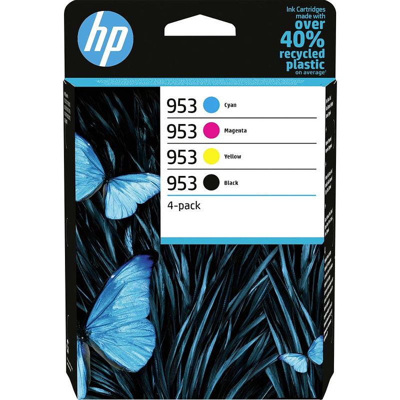 Foto van Hp cartridge 953 origineel 4-pack zwart, cyaan, magenta, geel 6zc69ae