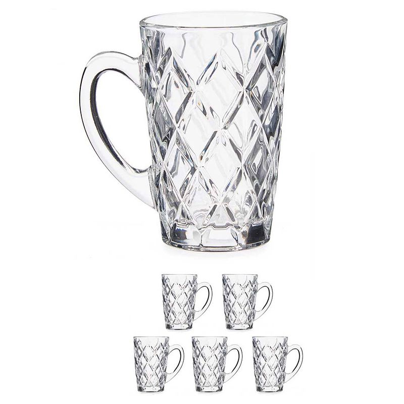 Foto van Set van 12x stuks luxe koffieglazen 170 ml met oor - koffie- en theeglazen