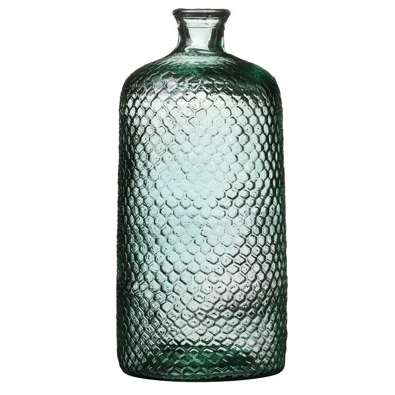 Foto van Natural living bloemenvaas scubs bottle - helder geschubt transparant - glas - d18 x h42 cm - vazen