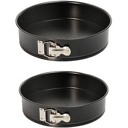Foto van 2x ronde anti-aanbak springvormen/taartvormen set zwart 22,8 en 24,5 cm - bakringen