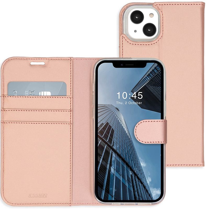 Foto van Accezz wallet case voor apple iphone 14 max telefoonhoesje roze