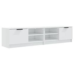 Foto van The living store tv-meubel - praktisch bewerkt hout - hoogglans wit - 80x35x36.5 cm