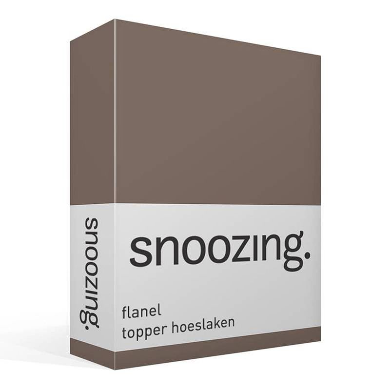 Foto van Snoozing - flanel - topper - hoeslaken - 180x200 cm - bruin