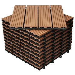 Foto van Ecd germany wpc terras tegels 30x30 cm 55er spar set für 5m² lichtbruin in houtlook voor tuinbalkonvloeren