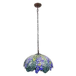 Foto van Clayre & eef blauwe hanglamp tiffany ø 45*126 cm e27/max 3*60w 5ll-6182