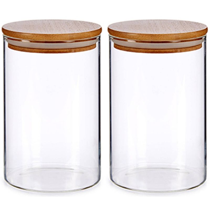 Foto van Set van 2x stuks glazen luxe keuken voorraadpotten/voorraadbussen 1085 ml - voorraadpot