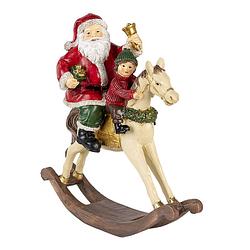 Foto van Clayre & eef kerstdecoratie beeld kerstman 20*8*21 cm rood bruin kunststof decoratief figuur decoratieve accessoires