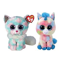 Foto van Ty - knuffel - beanie buddy - opal cat & blitz unicorn