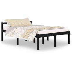 Foto van The living store bedframe grenenhout - zwart - 205.5 x 145.5 x 70.5 cm - geen matras inbegrepen