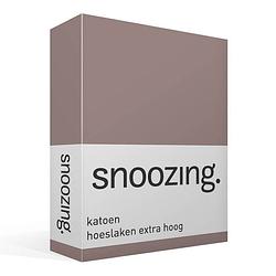 Foto van Snoozing - katoen - extra hoog - hoeslaken - 180x220 - taupe