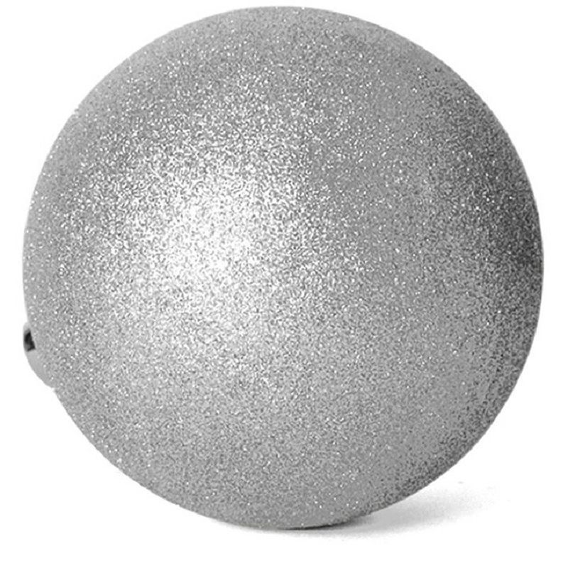 Foto van Grote kerstballen zilver glitters kunststof 15 cm - kerstbal