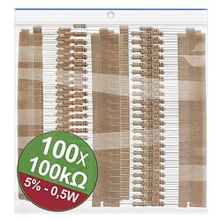 Foto van Quadrios 22p123 koolfilmweerstand assortiment 100 kω axiaal bedraad 0.5 w 5 % 1 set(s)