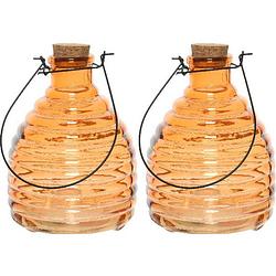Foto van 2x wespenvangers/wespenvallen oranje 17 cm van glas - ongediertevallen - ongediertebestrijding