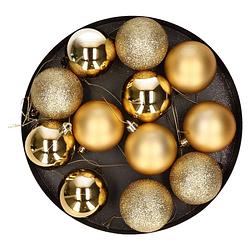 Foto van 12x kunststof kerstballen glanzend/mat goud 6 cm kerstboom versiering/decoratie - kerstbal