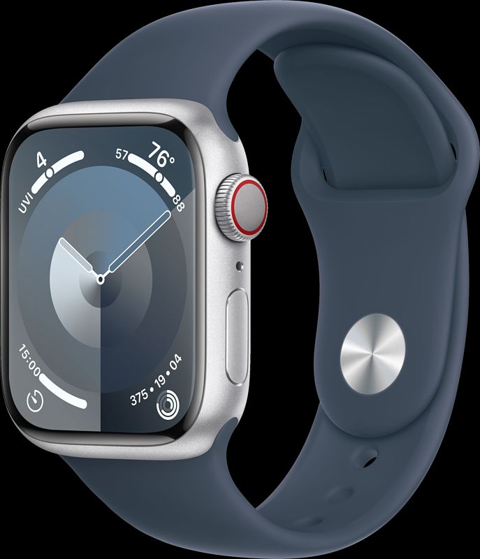 Foto van Apple watch series 9 4g 41mm zilver aluminium sportband blauw m/l