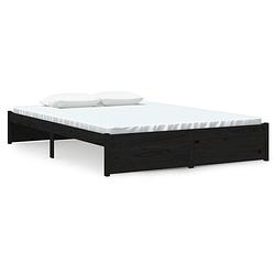 Foto van The living store bedframe massief grenenhout - zwart - 205.5 x 145.5 x 31 cm - geschikt voor 140 x 200 cm matras -